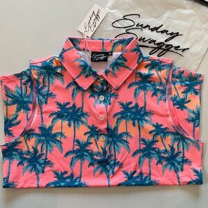 Sunday Swagger Sunset Blvd Women's Sleeveless Polo | Size M | Sunset Orange